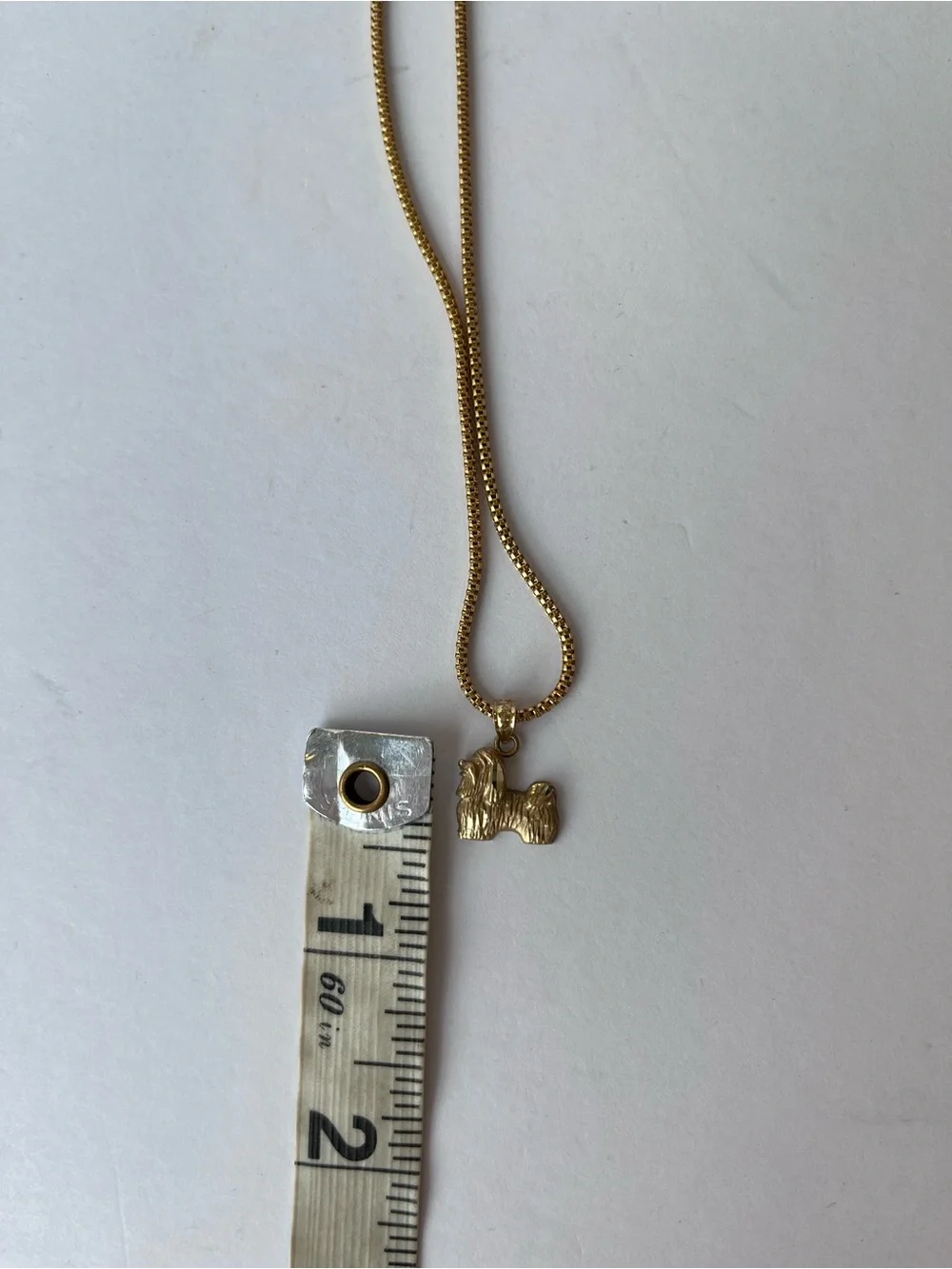 14kt Gold Shih Tzu Puppy Dog Charm on a 14kt Gold Necklace Chain